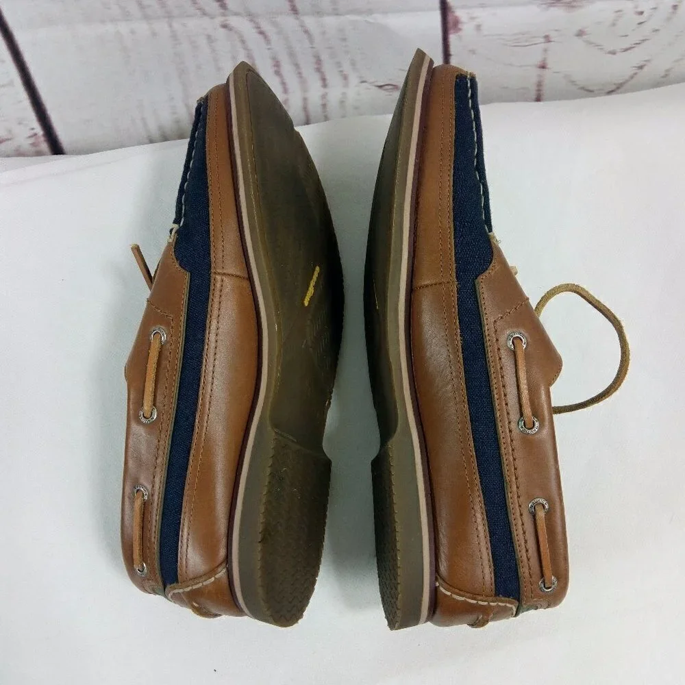 NAUTICA Men’s Size 13 Leather Canvas Boat Shoes
